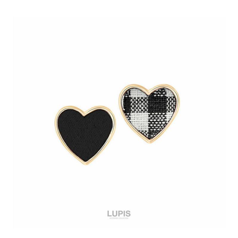 LUPIS Checker Heart Earrings