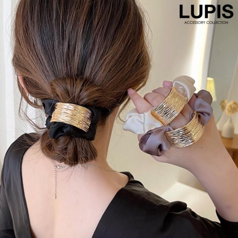 LUPIS Hair Rubber Curve Hair Accessory Metal Plate Thin Simple Adult