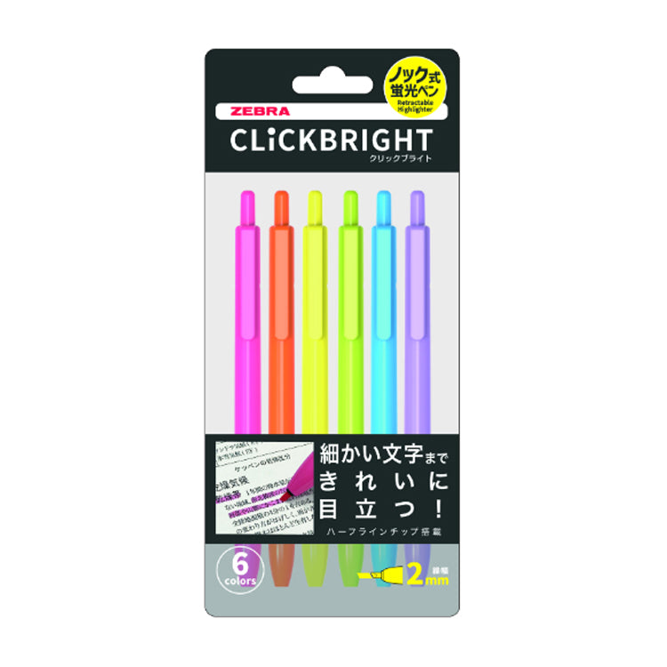 ZEBRA ClickBright Click Fresh Highlighter 6-color Set
