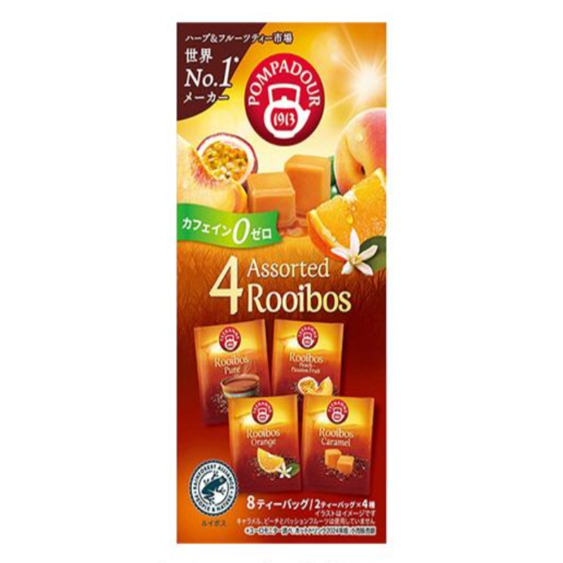 TEA BOUTIQUE Assorted Herbal Fruit Flavor Tea Bags (4 Flavors, 8 Bags, 14g)