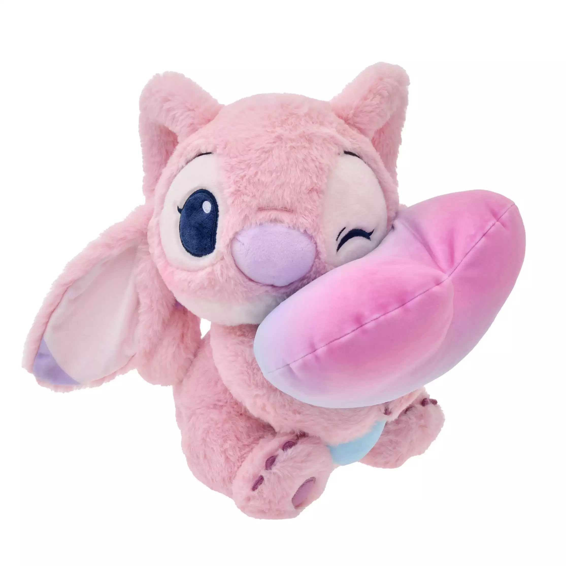 DISNEY Stitch and Angel Gradient Color Smily Heart Cushion Plush