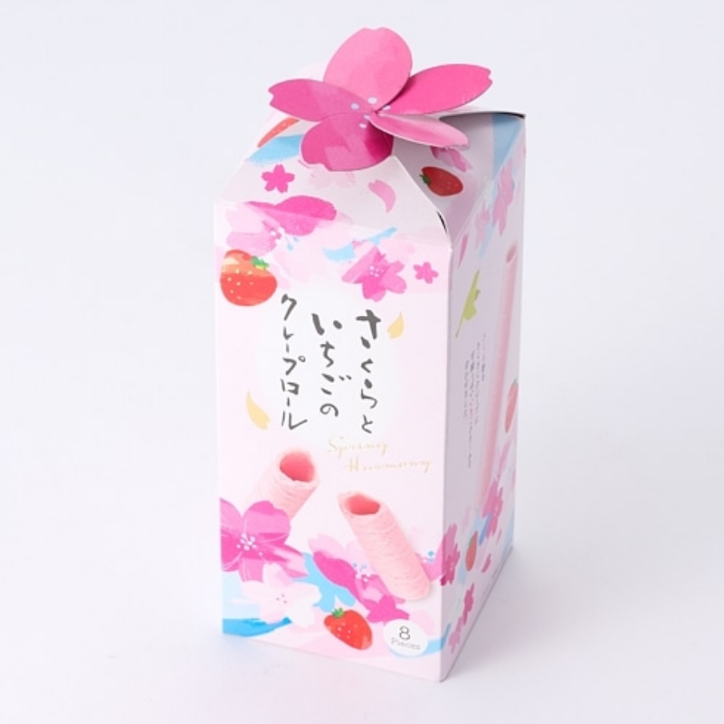 NAKAJIMA TAISHODO Sakura & Strawberry Crêpe Roll Cookies (8 Pieces)