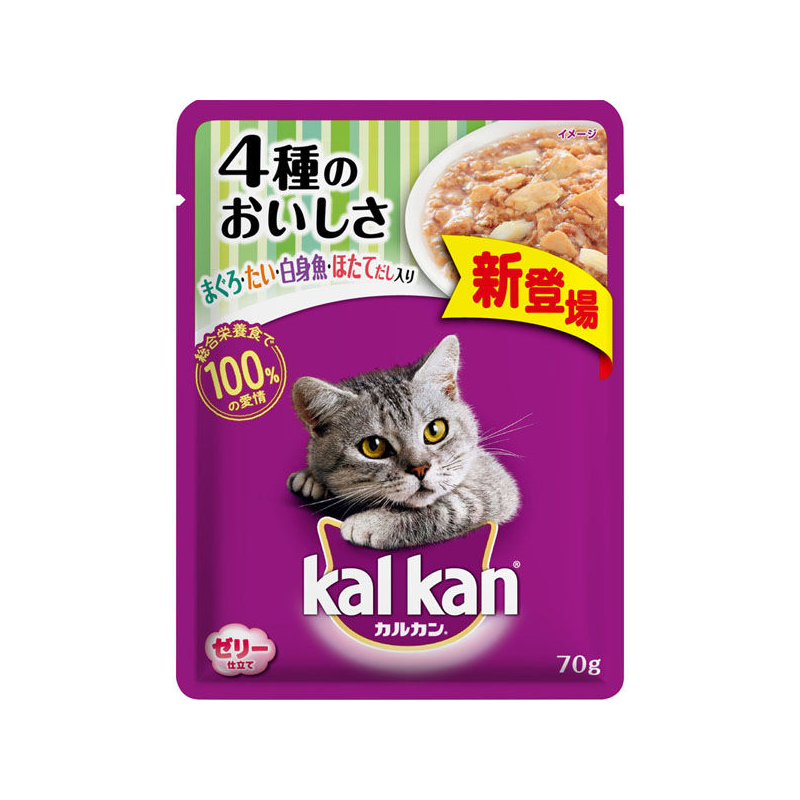 KAL KAN Pouch 4 Flavors with Tuna, Sea Bream, White Fish, and Scallop Broth