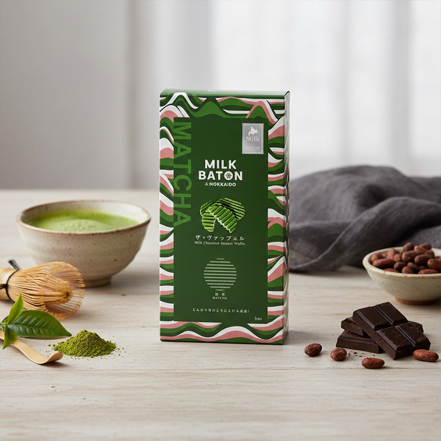 MILK BATON The Waffle Matcha – Matcha Chocolate Covered Waffle Cookies