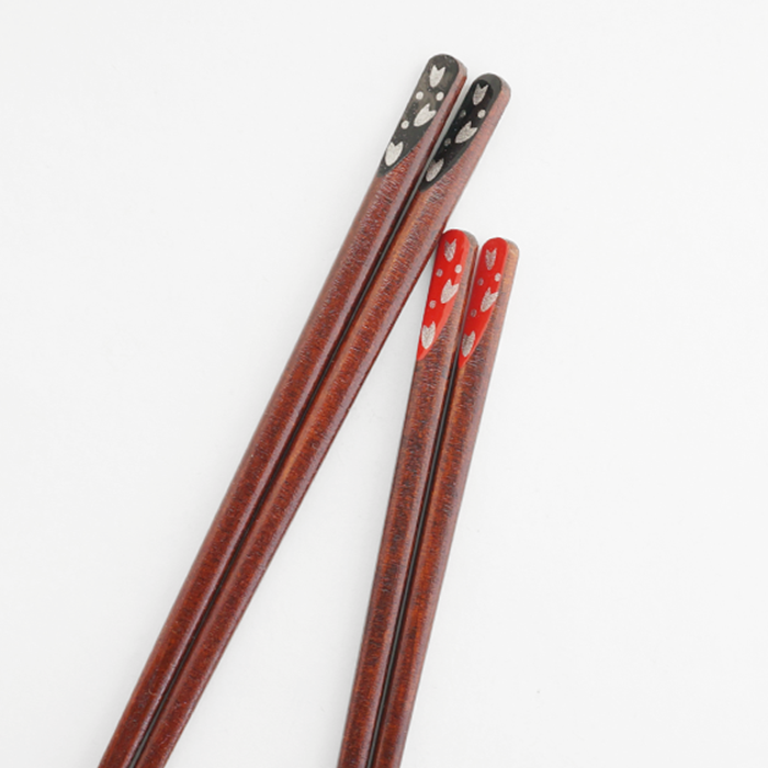 HYOZAEMON Hokusai Sakura Wood Couples' Chopsticks Set In Paulownia Box