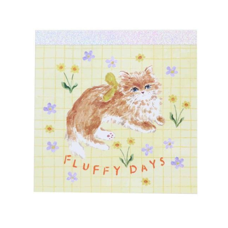 GREEN FLASH Yellow Ribbon Cat By Haruka Toshimitsu Memo Pad