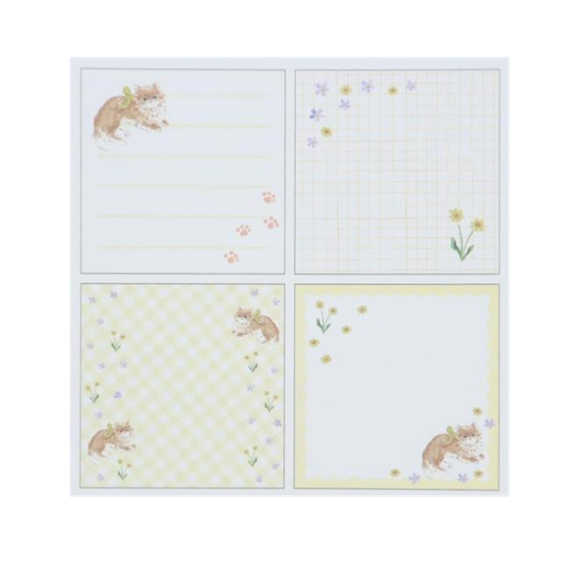 GREEN FLASH Yellow Ribbon Cat By Haruka Toshimitsu Memo Pad