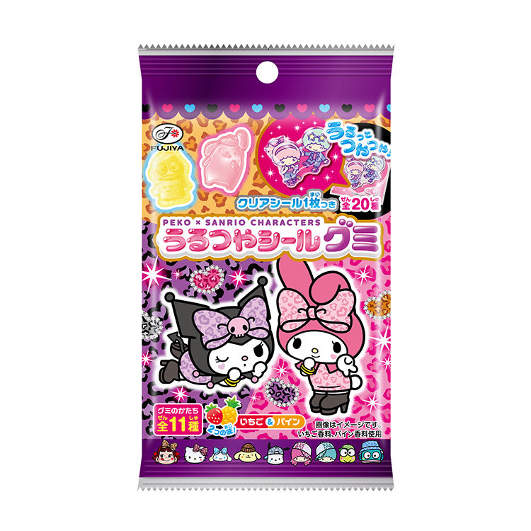 FUJIYA Peko × Sanrio Characters Glossy Sticker Gummies – Strawberry & Pineapple