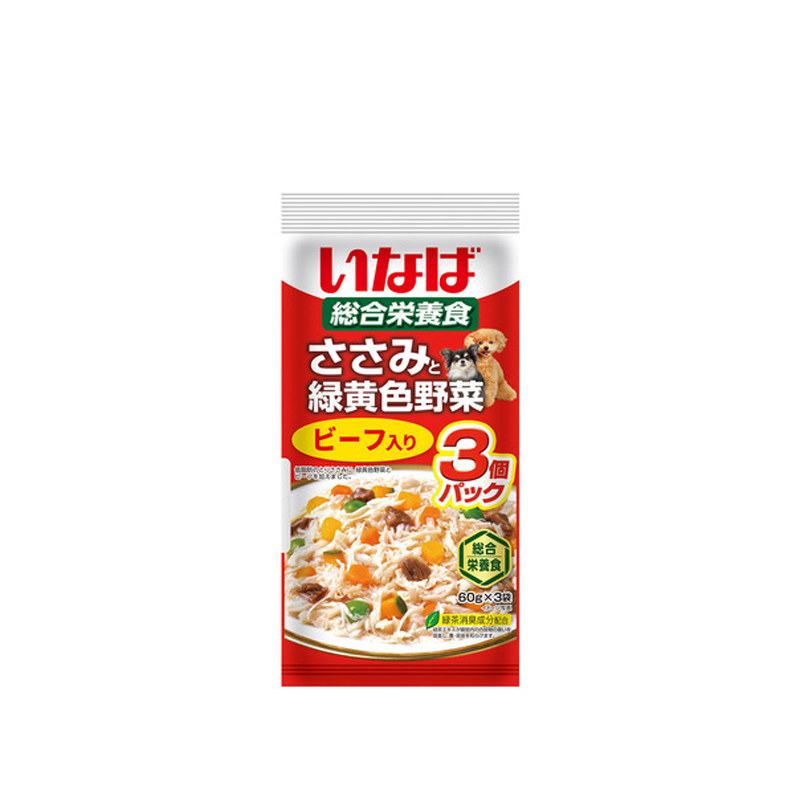 INABA Fillet with Tenderloin and Green and Yellow Vegetable Beef 60g x 3 bags