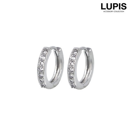 LUPIS Silver Hoop Ring Stud Earrings
