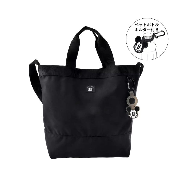 DISNEY Mickey Mouse Black Tote Bag with Bottle Holder