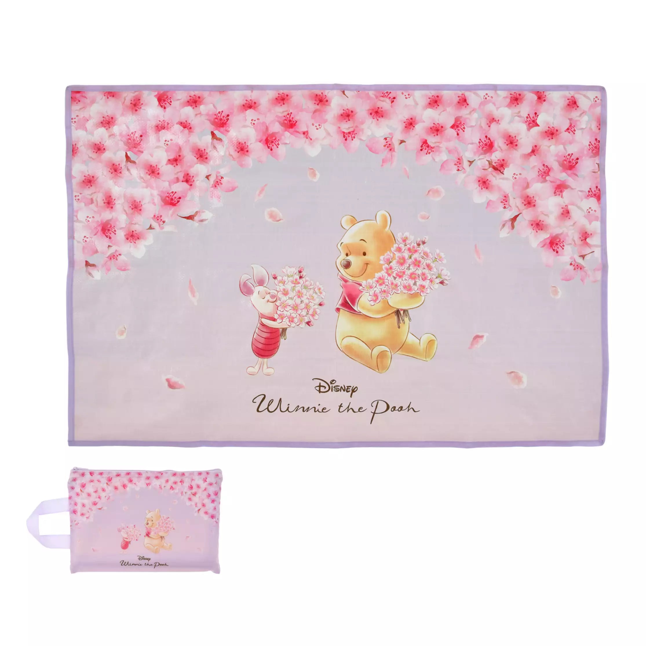 DISNEY Sakura Winnie the Pooh and Piglet Picnic Blanket with Pouch