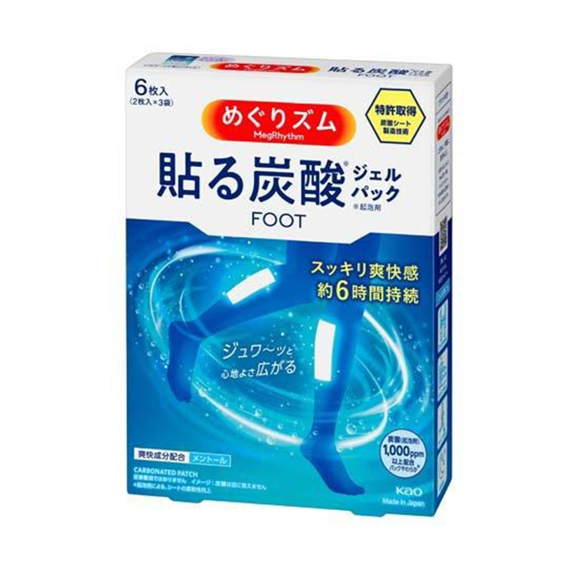 KAO MegRhythm Carbonated Gel Foot Pack (6 sheets)