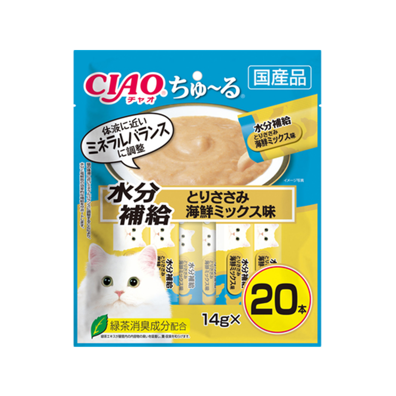 INABA CIAO Churu Hydrating Chicken And Seafood Mix Cat Treats