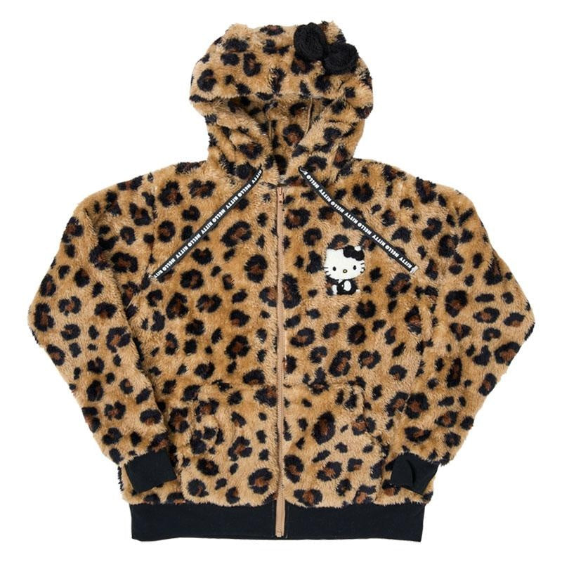 SANRIO Hello Kitty Zip-Up Boa Hoodie - Brown / White