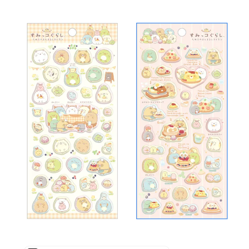 SAN-X Sumikko Gurashi Tanuki's Round Restaurant Sticker Sheet