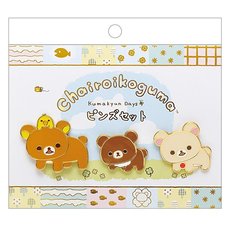 SAN-X Rilakkuma Chairoikoguma's Kumakyun Days Pin Set