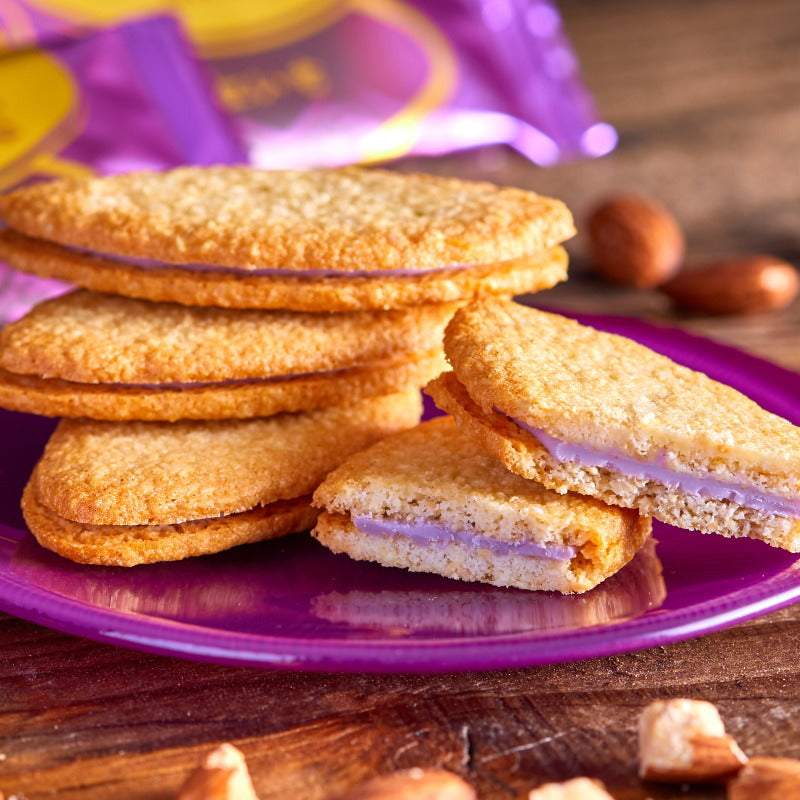 OKASHI GOTEN Almond And Okinawan Purple Sweet Potato Chocolate Sandwich Cookies