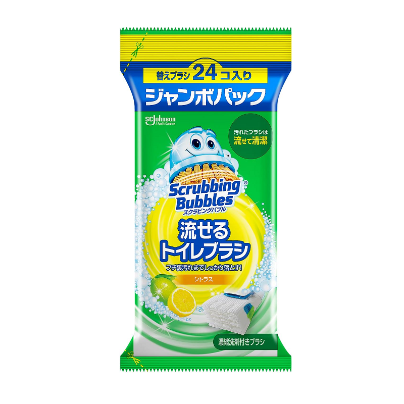 SC JOHNSON Scrubbing Bubbles Disposable Toilet Brush Refills Lemon Scent - 24 Brush Heads