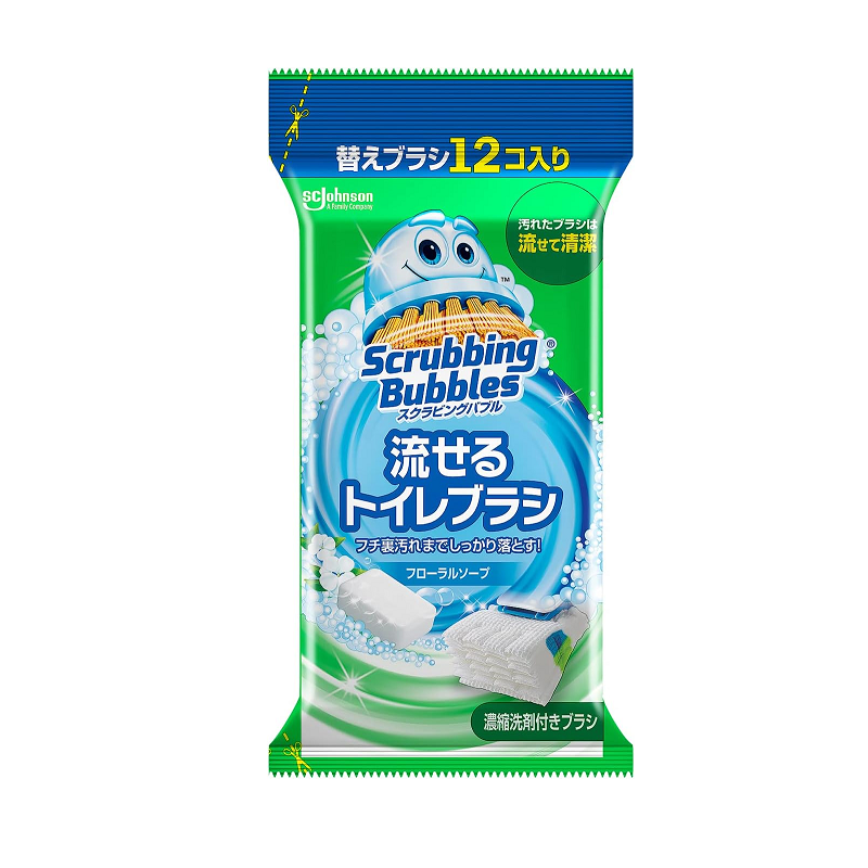 SC JOHNSON Scrubbing Bubbles Disposable Toilet Brush Refills Soap Scent - 12 Brush Heads