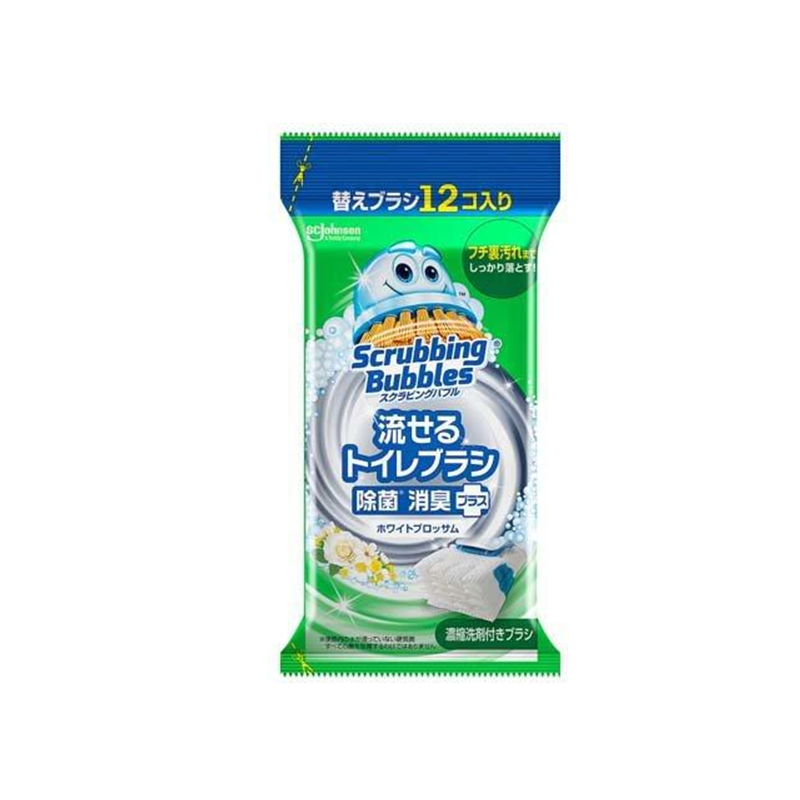 SC JOHNSON Scrubbing Bubbles Disposable Toilet Brush Refills Floral Scent - 12 Brush Heads