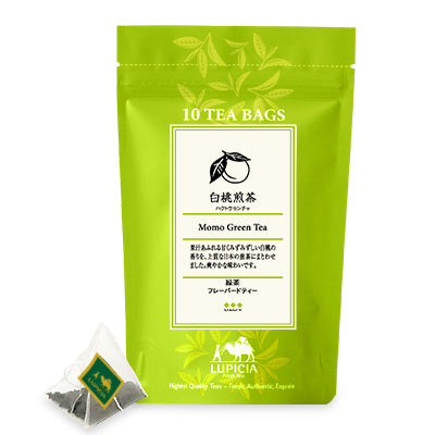 LUPICIA Momo White Peach Green Tea – 10 Tea Bags