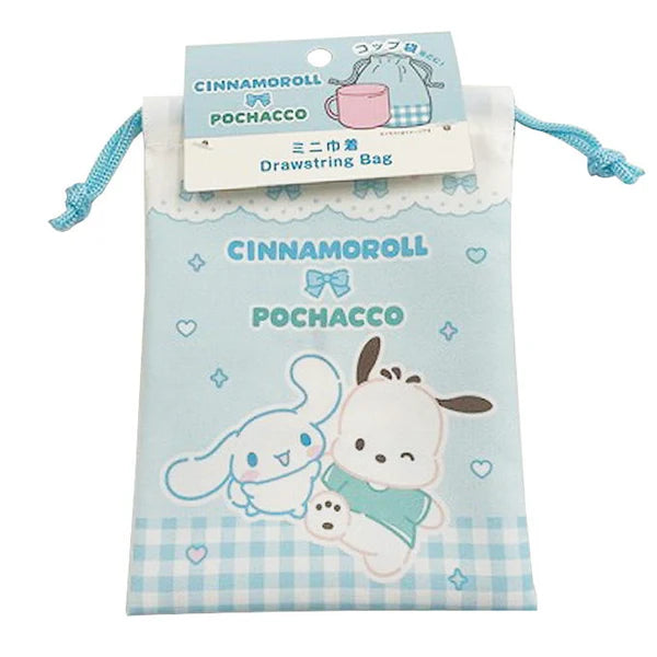 SANRIO Cinnamoroll & Pochacco Mini Drawstring Bag - Gingham Check